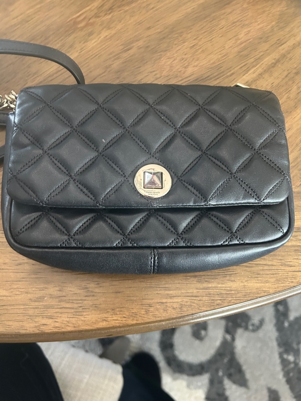 kate spade Black Quilted Leather Crossbody Bag with Turn-Lock